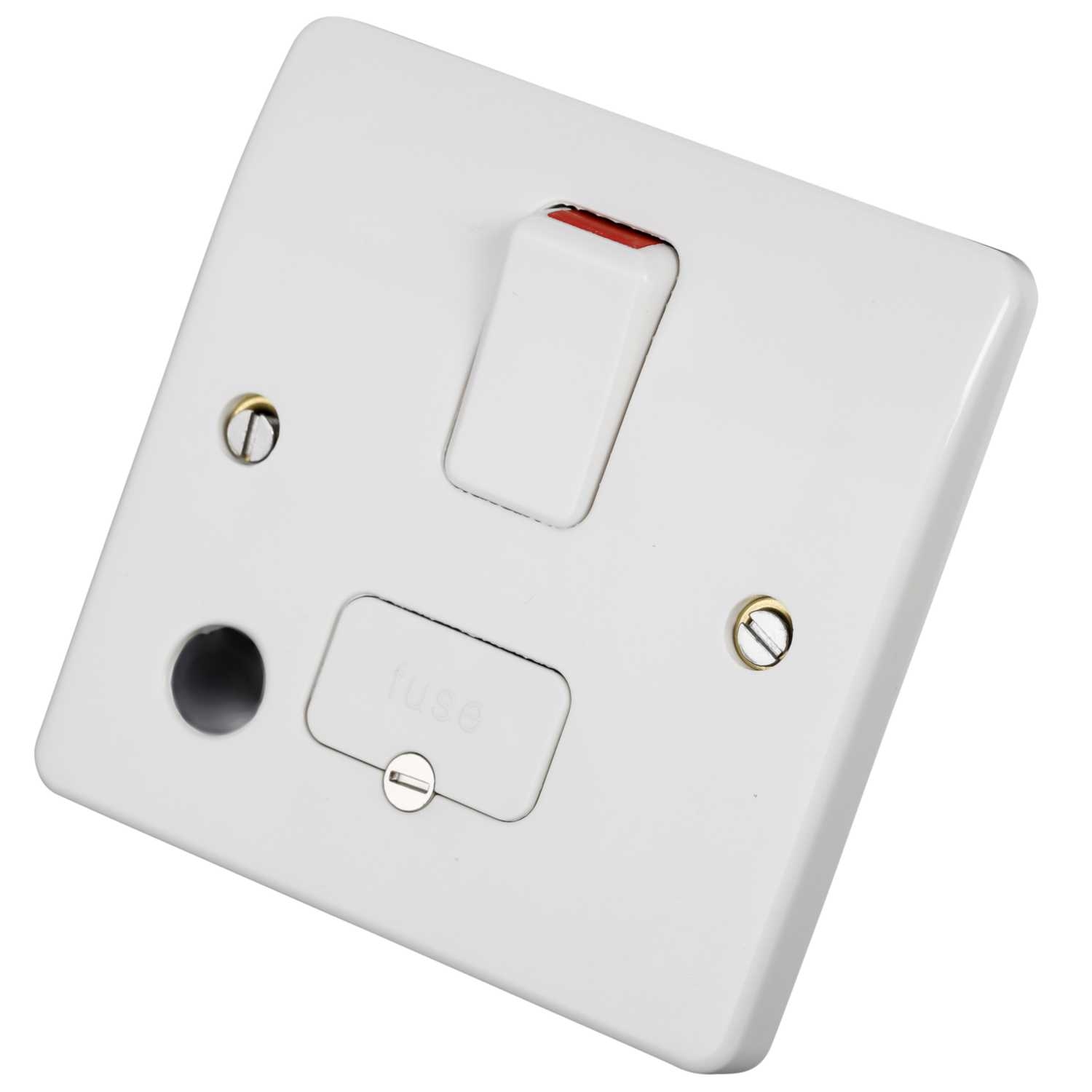 MK LOGIC PLUS 13A DP Switched Fused Spur with Flex Outlet White 000037