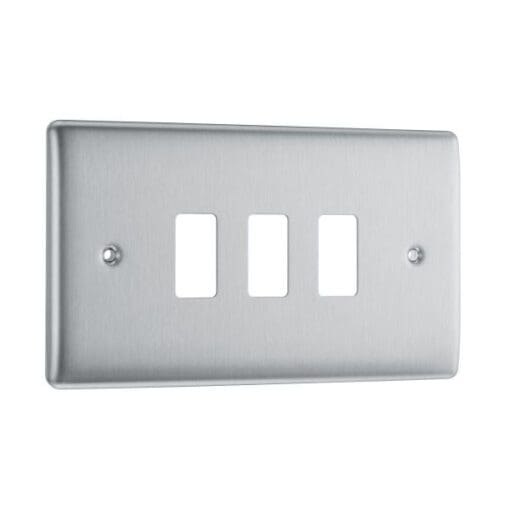 BG NEXUS FRONT PLATE SCREWLESS STEEL 3 GANG 000097