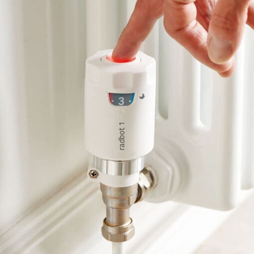 SECURE RADBOT 1 INTELLIGENT RADIATOR THERMOSTAT + 15MM ANGLED VALVE AND 000155