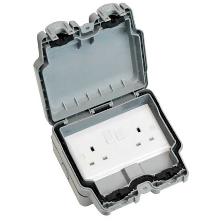 HAMILTON ELEMENTO 2 GANG 13A SWITCHED SOCKET OUTLET GREY 000218