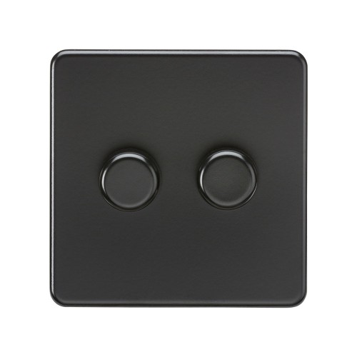 KNIGHTSBRIDGE 2 GANG 2 WAY 10-200W DIMMER MATT BLACK 000254