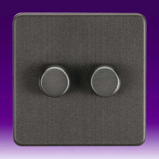 KNIGHTSBRIDGE 10-200W DIMMER 2 GANG SMOKED BRONZE 000348