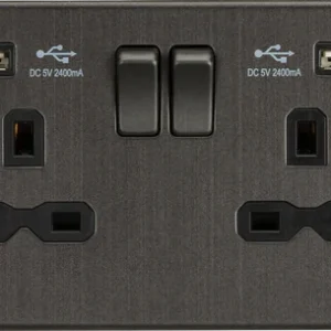 KNIGHTSBRIDGE 2G 13A SWITCHED SOCKET WITH USB SMOKED BRONZE 000413
