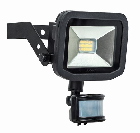 LUCECO 8W LED FLOODLIGHT WITH PIR BLACK GUARDIAN SLIMLINE 000414
