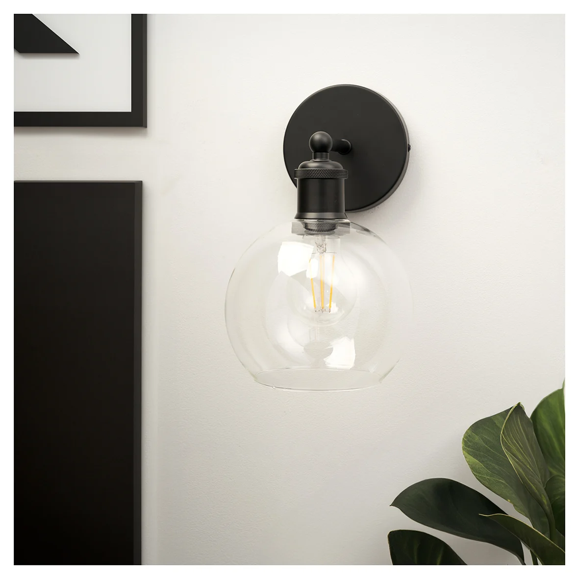 ALTRO DIVI TRANSPARENT DOME SHADE WALL LIGHT MATT BLACK 000430