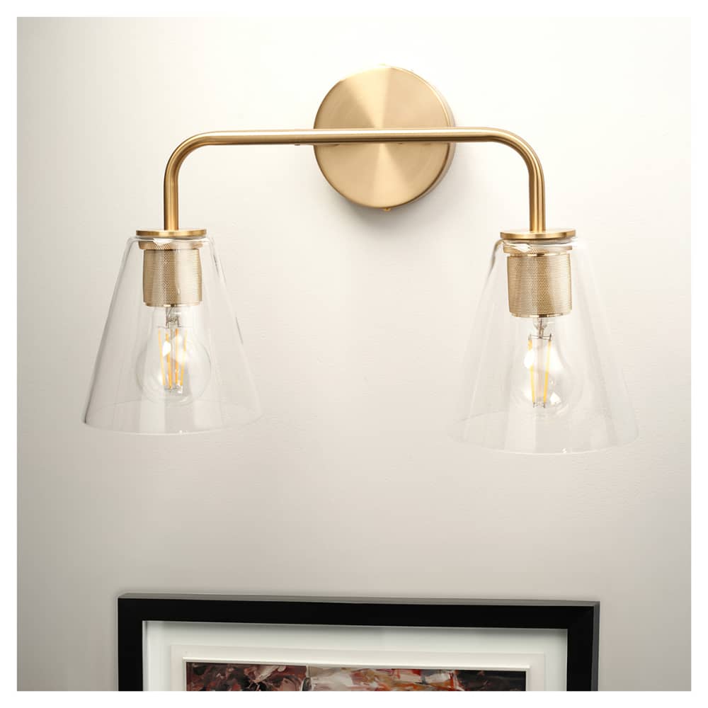 ALTRO SABANA KNURLED DOUBLE HOOD WALL LIGHT - SATIN BRASS 000431