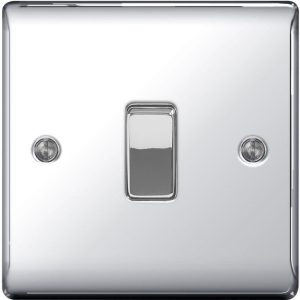 BG 10AX PLATE SWITCH 1 GANG 2 WAY CHROME 000593