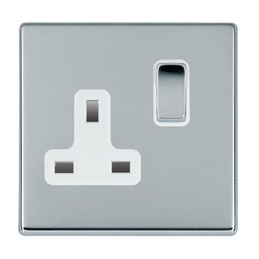 HAMILTON 1 GANG 13A DOUBLE POLE SWITCHED SOCKET SOCKET BRIGHT CHROME/WHITE 000626