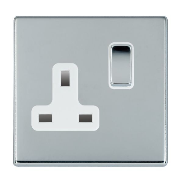HAMILTON 1 GANG 13A DOUBLE POLE SWITCHED SOCKET SOCKET BRIGHT CHROME/WHITE 000626