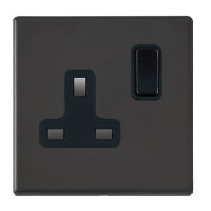 HAMILTON HARTLAND 1 GANG 13A DOUBLE POLE SWITCHED SOCKET BLACK/BLACK 000632