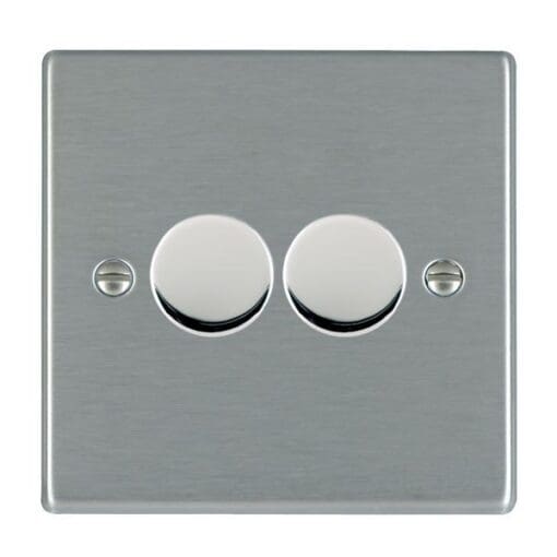 HAMILTON HARTLAND 2 GANG 100W LED 2 WAY PUSH ON/OFF ROTARY DIMMER SATIN STEEL 000634