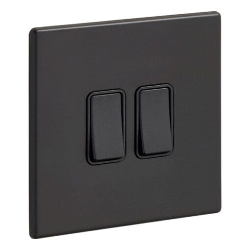 HAMILTON HARTLAND 2 GANG 10AX 2 WAY ROCKER BLACK/BLACK 000636