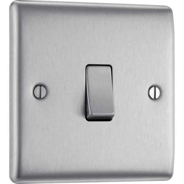BG NEXUS SINGLE LIGHT SWITCH 10AX 2 WAY BRUSHED STEEL 000642