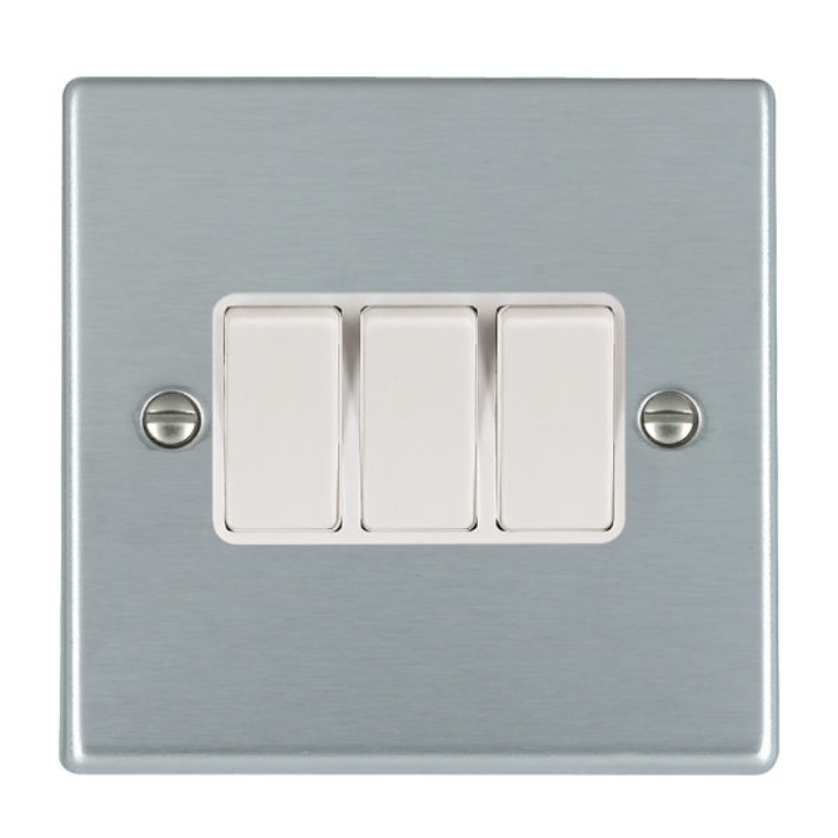 00656 HAMILTON 3 GANG 10AX 2 WAY ROCKER SATIN CHROME/WHITE