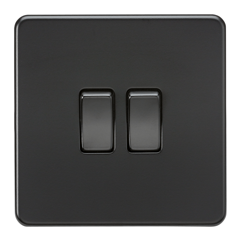 KNIGHTSBRIDGE 2 GANG 2 WAY SWITCH MATT BLACK 000697