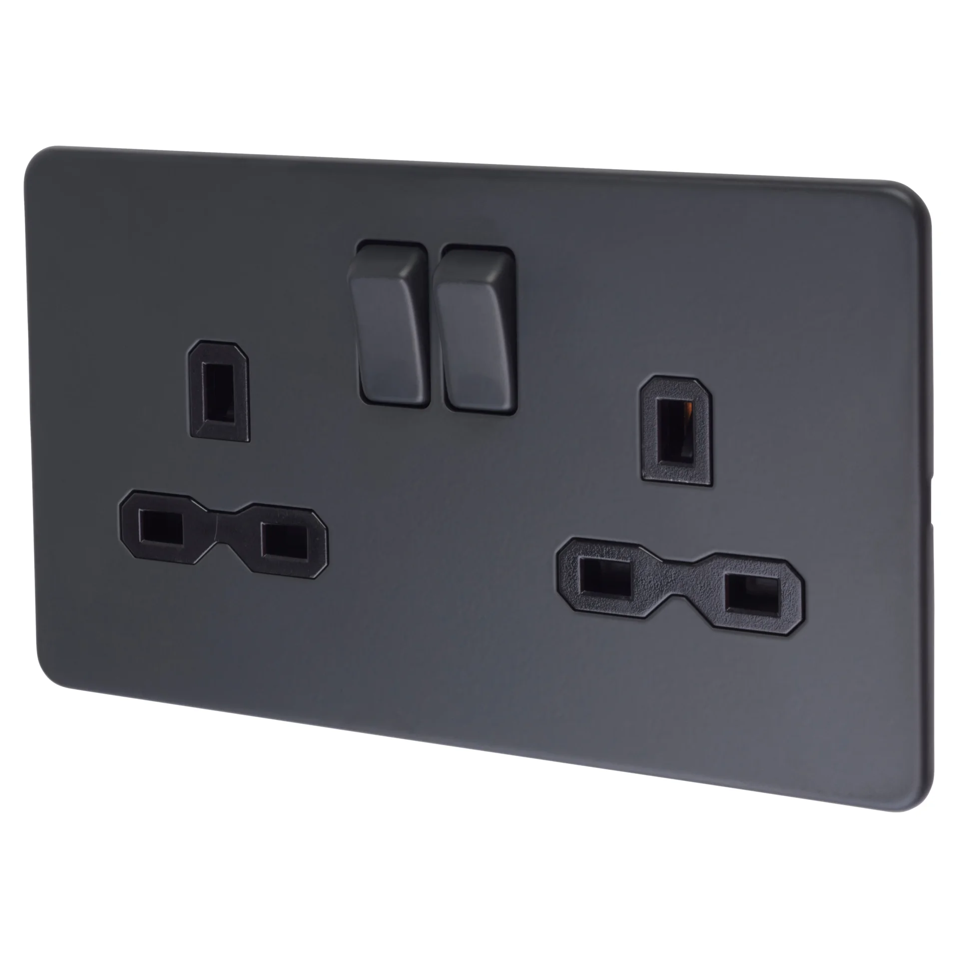 KNIGHTSBRIDGE 2 GANG DOUBLE POLE SWITCHED SOCKET ANTHRACITE 000699