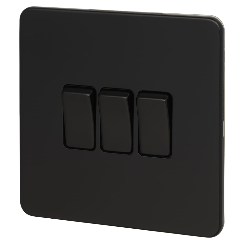 KNIGHTSBRIDGE 3 GANG 2 WAY SWITCH MATT BLACK 000703