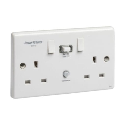 POWERBREAKER SAFETY RCD SWITCHED SOCKET PASSIVE 30MA 13A DOUBLE POLE 000733