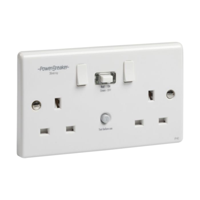 POWERBREAKER SAFETY RCD SWITCHED SOCKET PASSIVE 30MA 13A DOUBLE POLE 000733