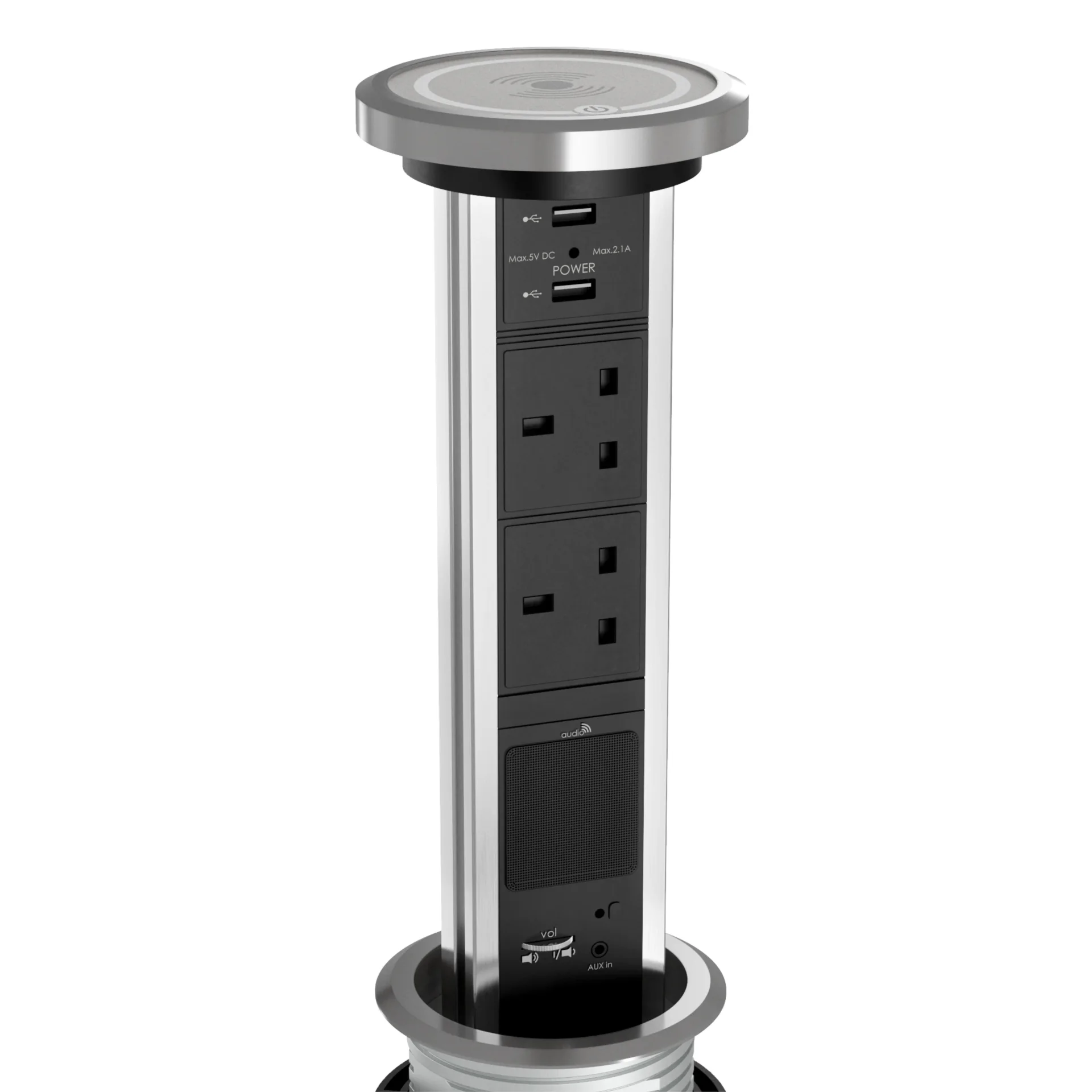 000745 SENSIO SENSIO POD BLUETOOTH MOTORISED PLUG SOCKET ALUMINIUM FINISH SERIES 5