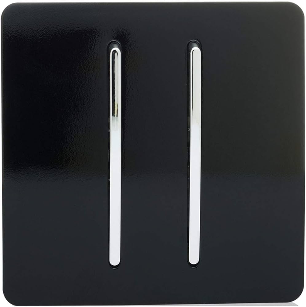 TRENDI 2 GANG 1 OR 2 WAY LIGHT SWITCH - GLOSS BLACK 000759