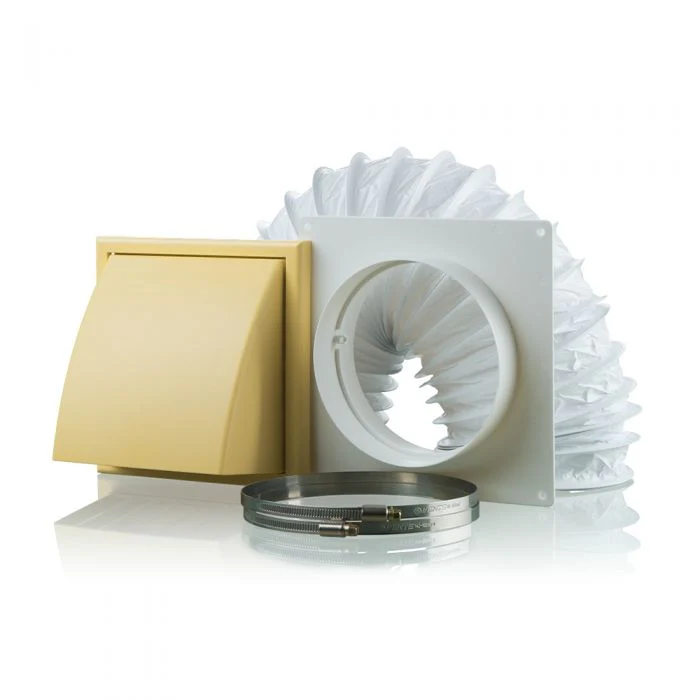 Blauberg DK-150-PVC-COT Ventilation PVC Flexible Duct Cowled Wall Kit 6" 150mm Cotswold Stone 000830