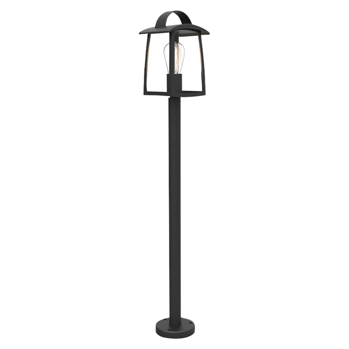 Lutec Kelsey Bollard Post Light with Clear Glass - IP44 - Black 103388