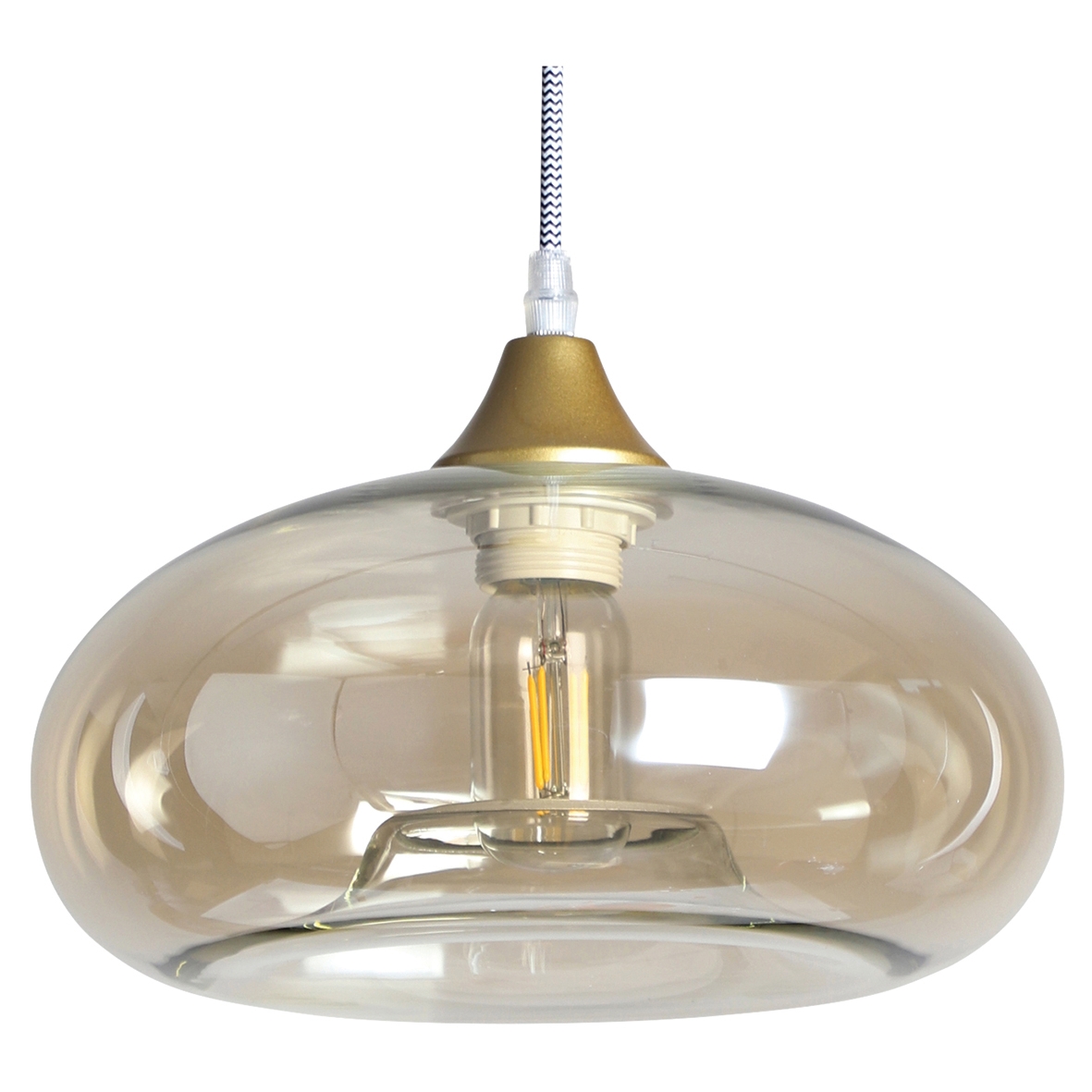 Amber Hand Blown Glass Mushroom Shade 105667