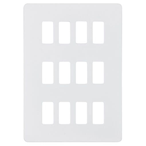 Knightsbridge 12 Module Screwless Grid Switch Faceplate - Matt White 108736