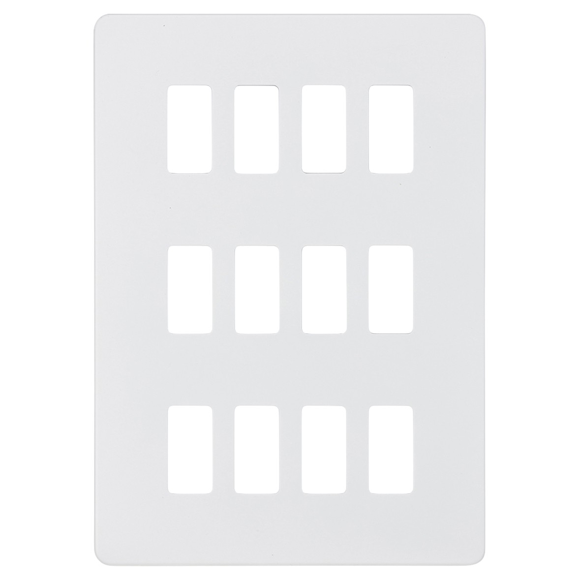 Knightsbridge 12 Module Screwless Grid Switch Faceplate - Matt White 108736