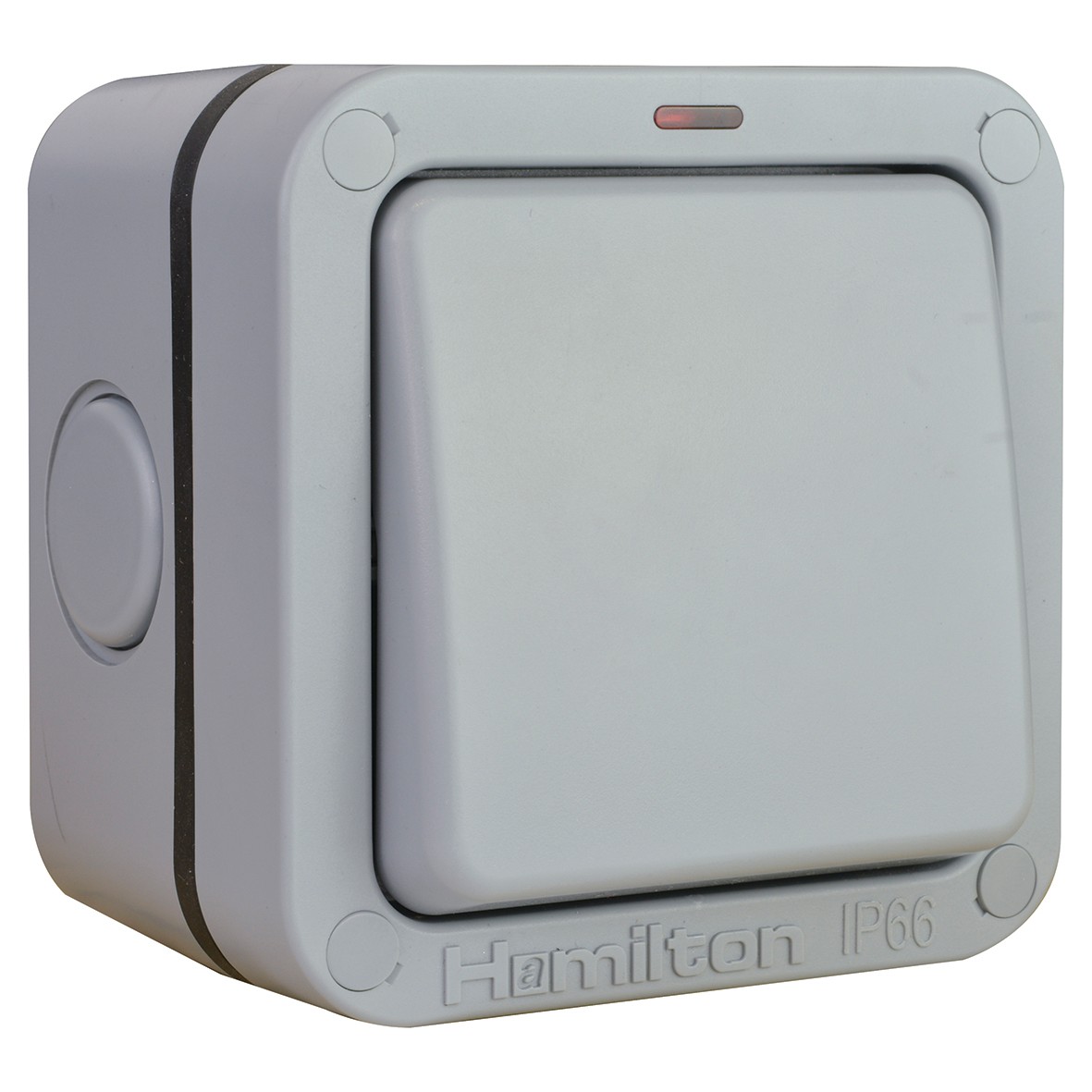Hamilton Elemento 20A IP66 1 Gang 2 Way Outdoor Switch with Neon - Grey 113631