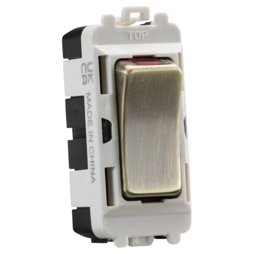 Knightsbridge 20AX 1 Way Double Pole Grid Switch with Neon - Antique Br 114554
