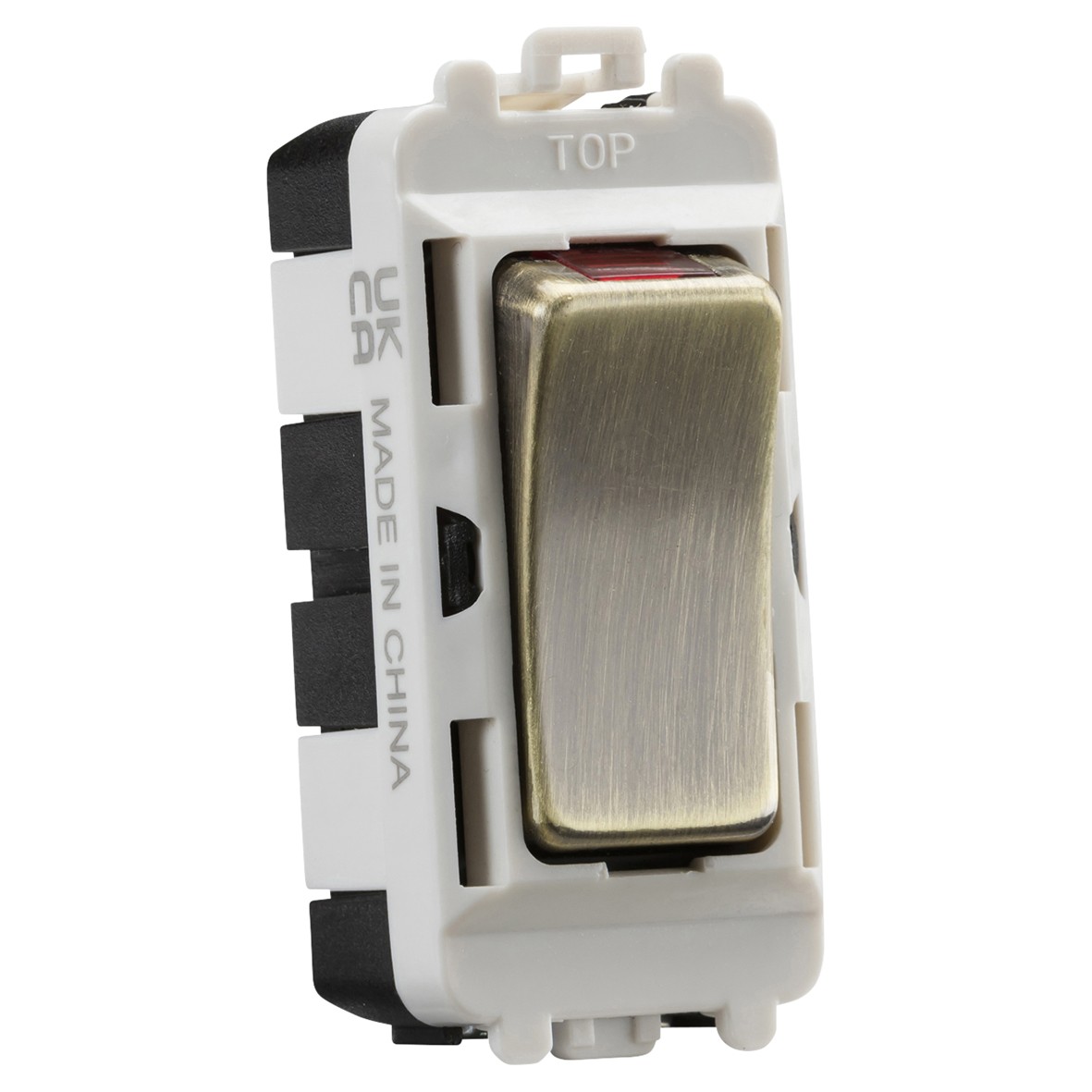 Knightsbridge 20AX 1 Way Double Pole Grid Switch with Neon - Antique Br 114554