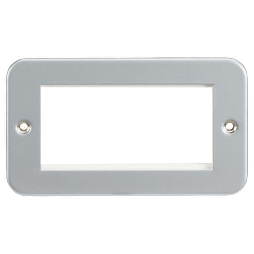 Knightsbridge 2 Gang 4 Module Metal Clad Euro Faceplate - Grey 115554