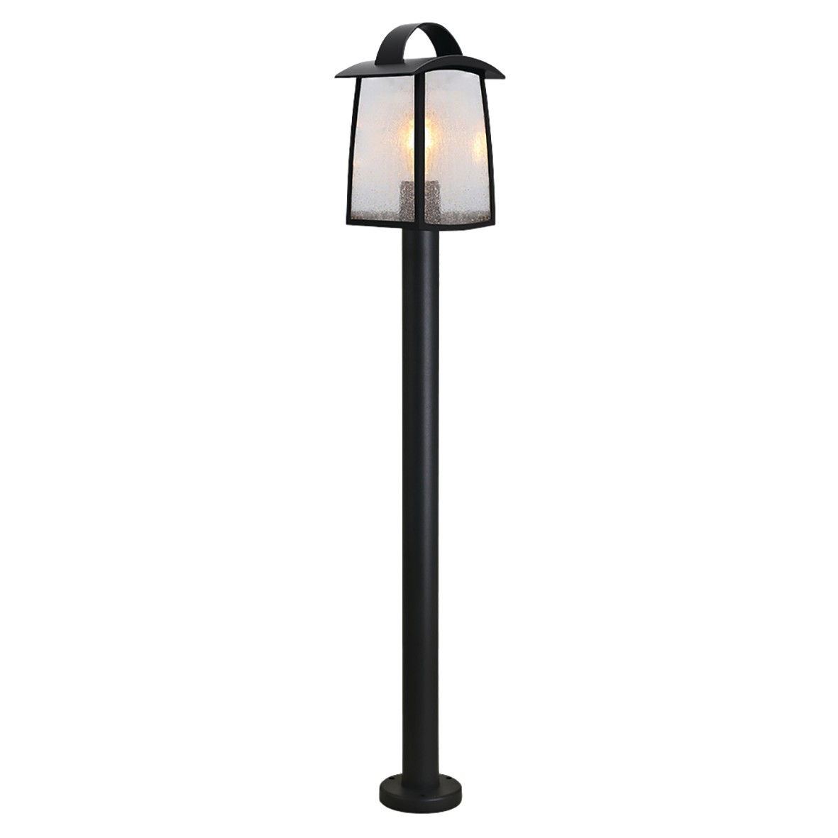 Lutec Kelsey Bollard Post Light with Water Glass - IP44 - Black 117377