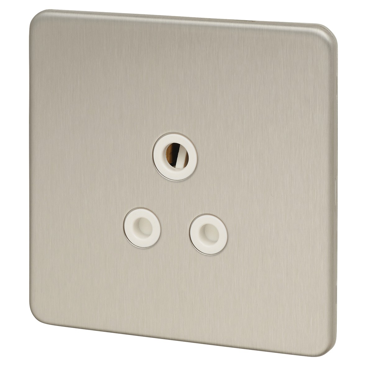 Knightsbridge 5A Unswitched Round Pin Socket - Brushed Chrome with Whit 119377