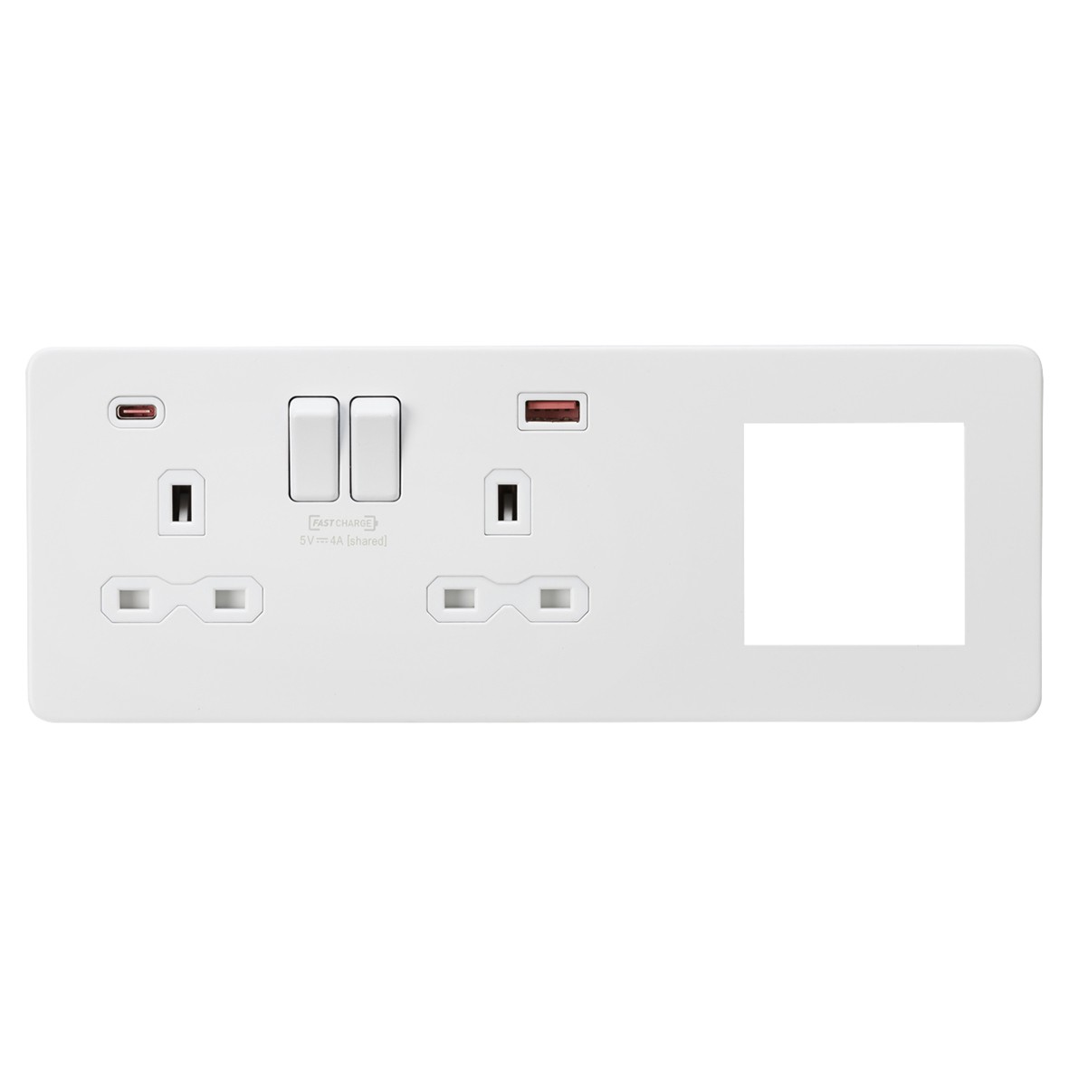 Knightsbridge 2 Module Multimedia Faceplate & 13A 2G Type A/C USB S 120975