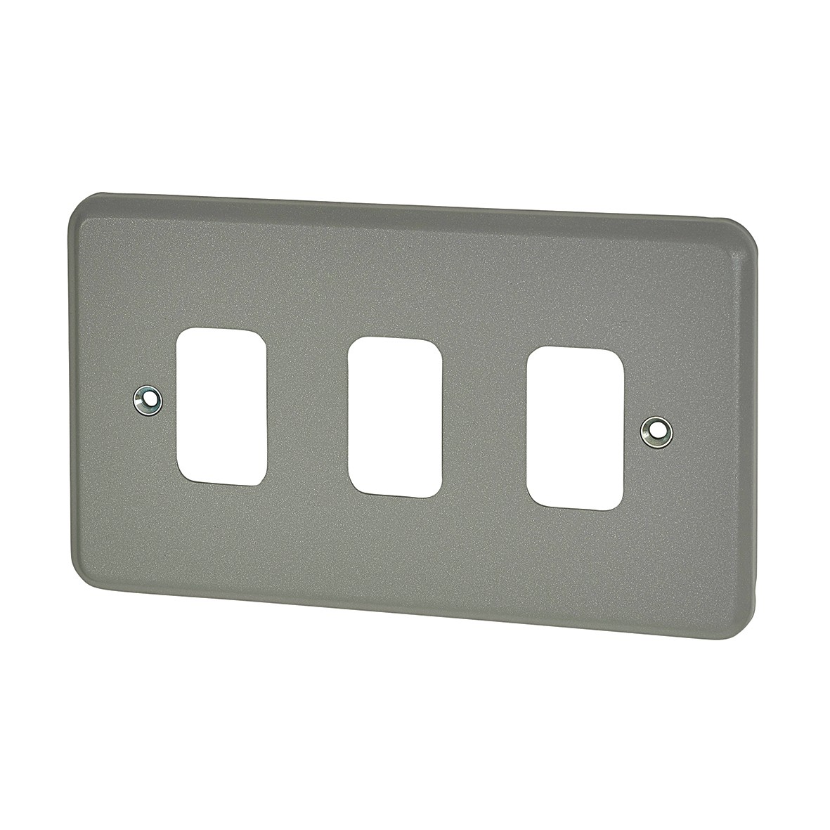 5x MK 3 Gang Metalclad Grid Front Plate - Grey 127264