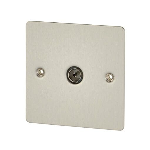 BG Flatplate 1 Gang Coaxial Socket - Brushed Steel 131842