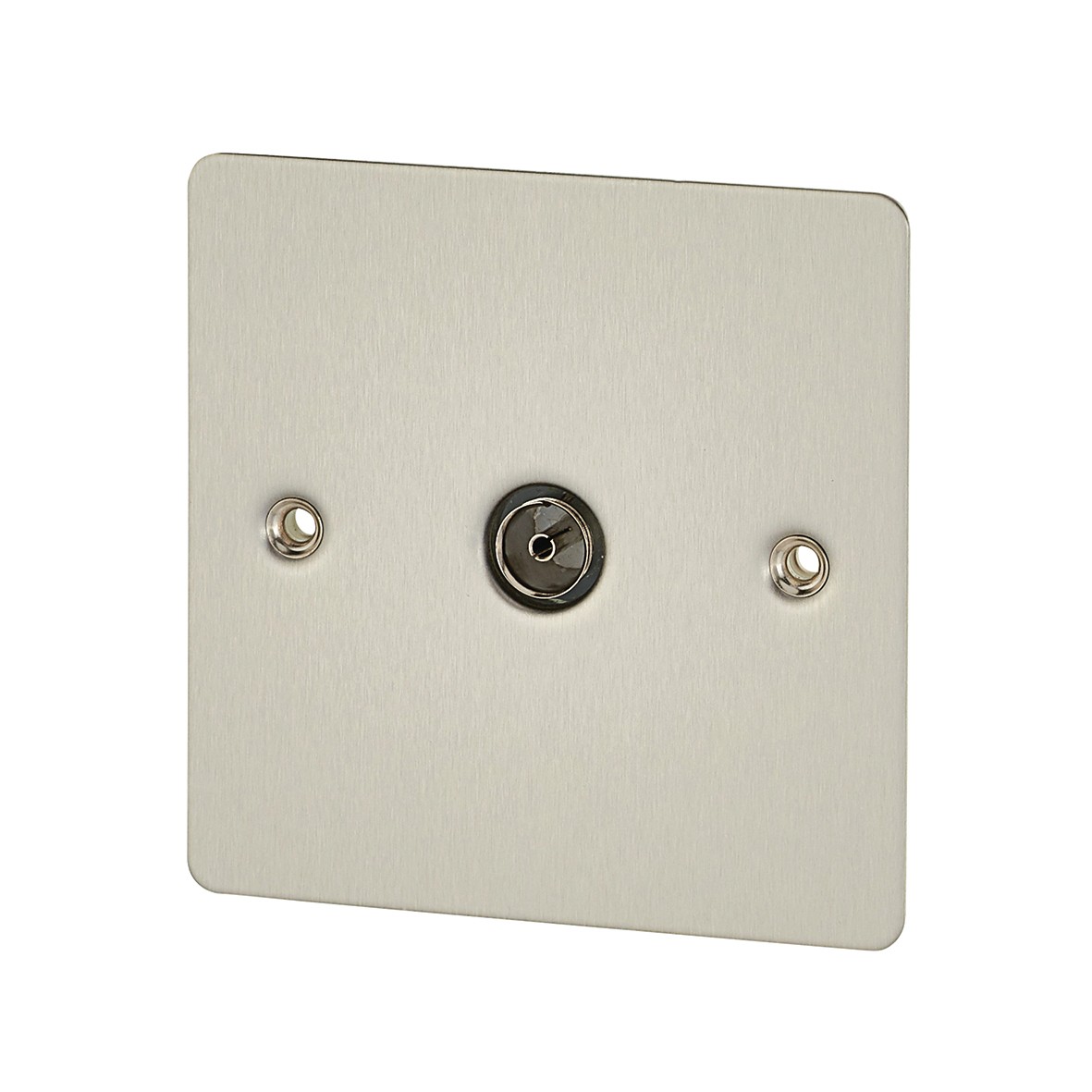 BG Flatplate 1 Gang Coaxial Socket - Brushed Steel 131842