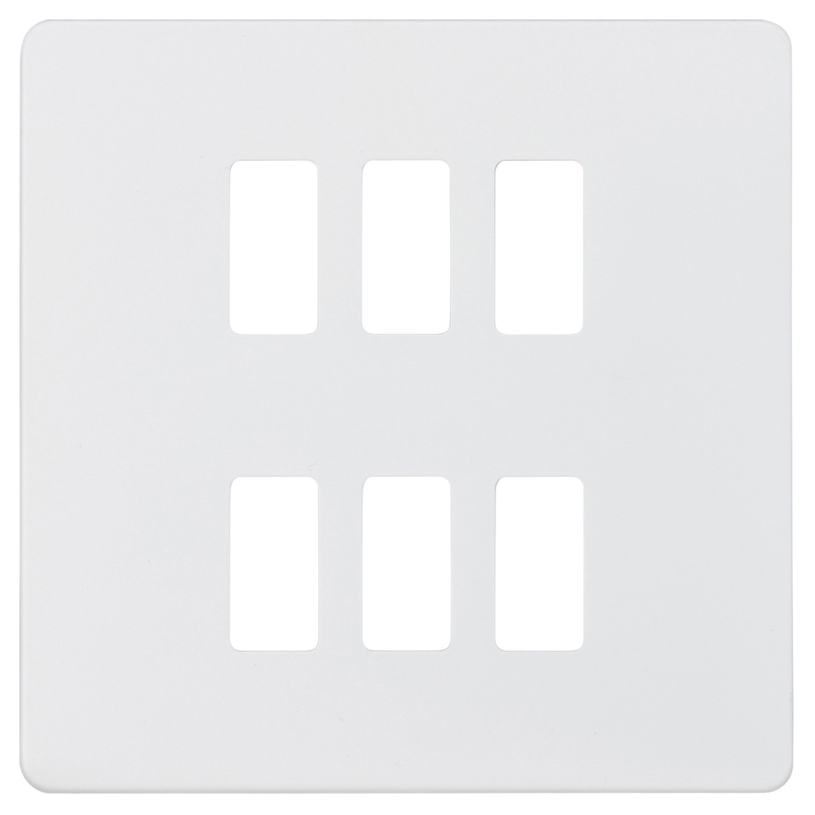 Knightsbridge 6 Module Screwless Grid Switch Faceplate - Matt White 139389