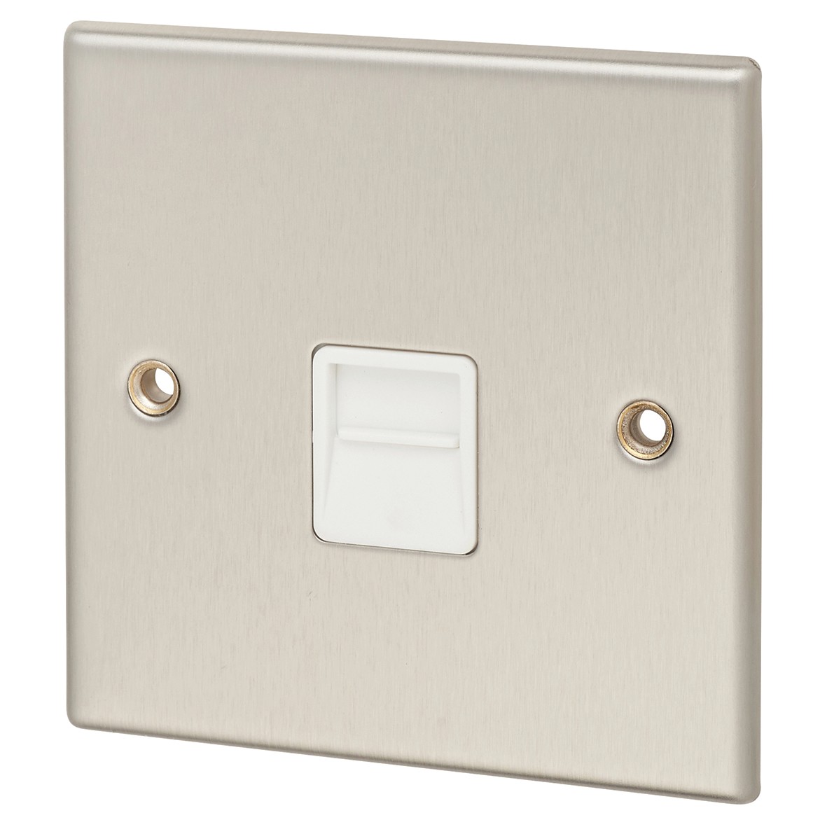 Contactum Secondary Telephone Socket - Brushed Steel with White Insert 143493