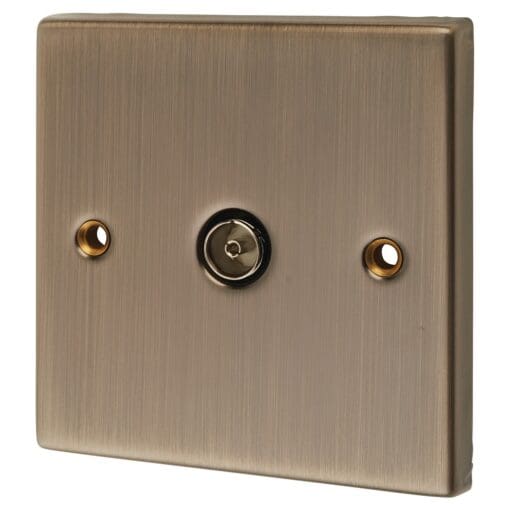 Knightsbridge 1 Gang Non Isolated TV Outlet - Antique Brass 143659