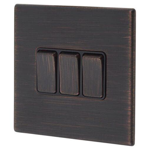 Hamilton Hartland G2 10A 3 Gang 2 Way Screwless Light Switch - Etrium B 147392