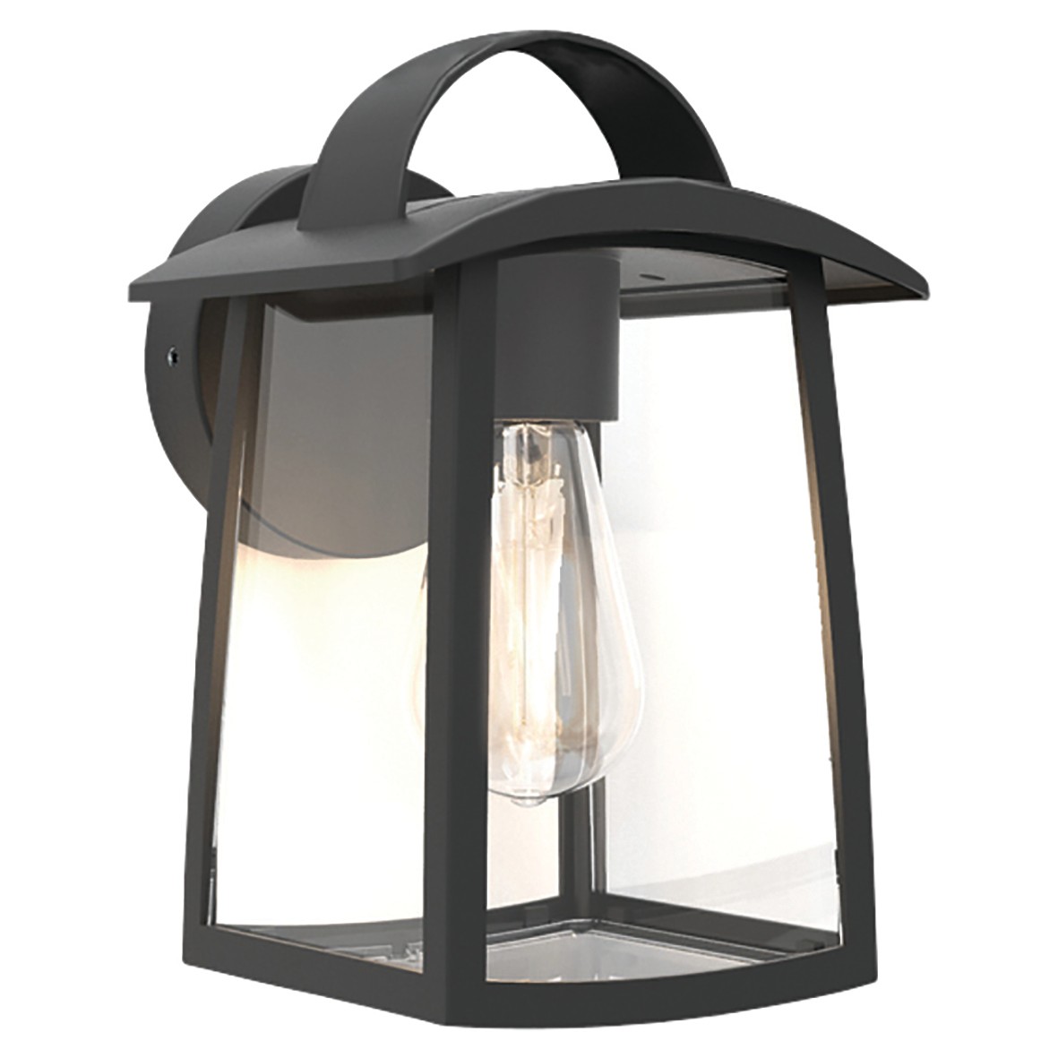 Lutec Kelsey Large Outdoor Wall Light with Clear Glass - IP44 - Black 153003