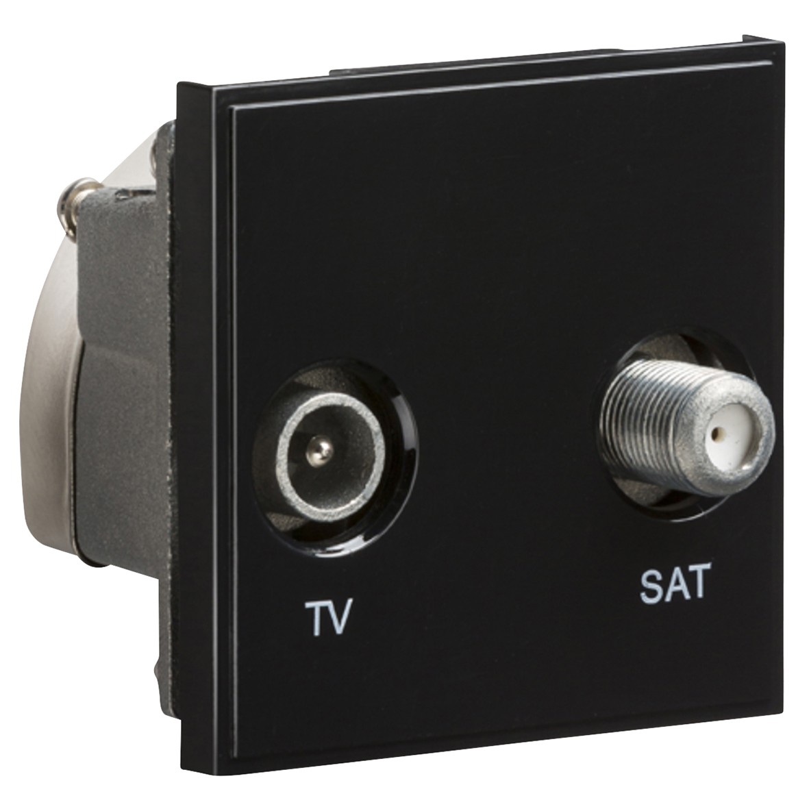 Knightsbridge 1 Gang TV + F-Type Satellite Diplexer Euro Module - Black 153307