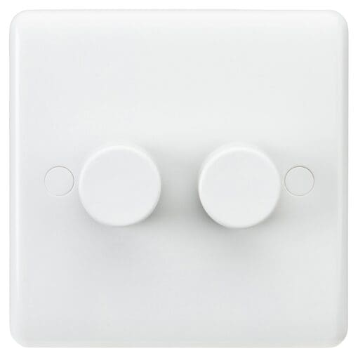 Knightsbridge 3-100W 2 Gang 2 Way Push On/Off Rotary LED Dimmer Switch 154343