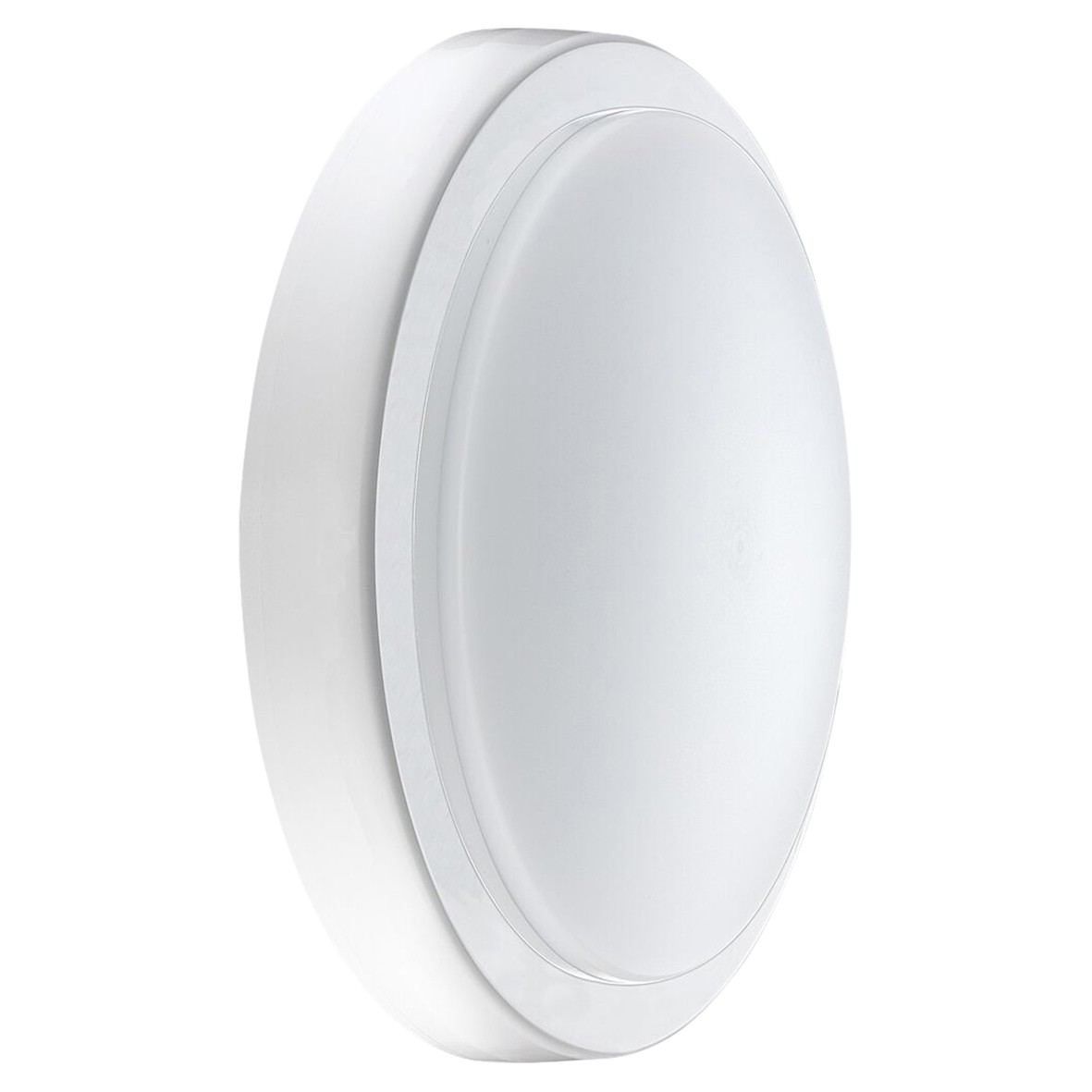 Luceco 14W LED Round Outdoor Bulkhead Light - IP54 - 4000K - White with 161589