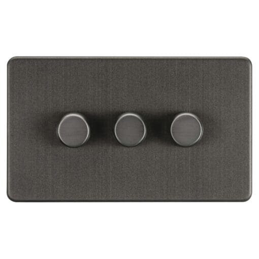 Knightsbridge 5-150W 3 Gang 2 Way Push On/Off Rotary LED Dimmer Switch 168772
