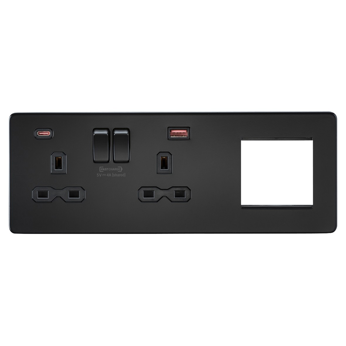 Knightsbridge 2 Module Multimedia Faceplate & 13A 2G Type A/C USB S 168791